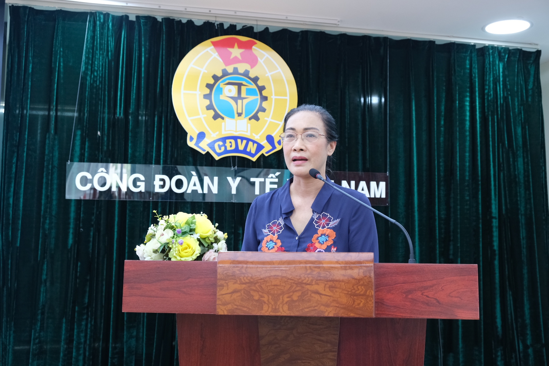 Đồng chí Phạm Thanh Bình - Chủ tịch Công đoàn Y tế Việt Nam phát biểu tại buổi lễ ký kết. Ảnh: AS