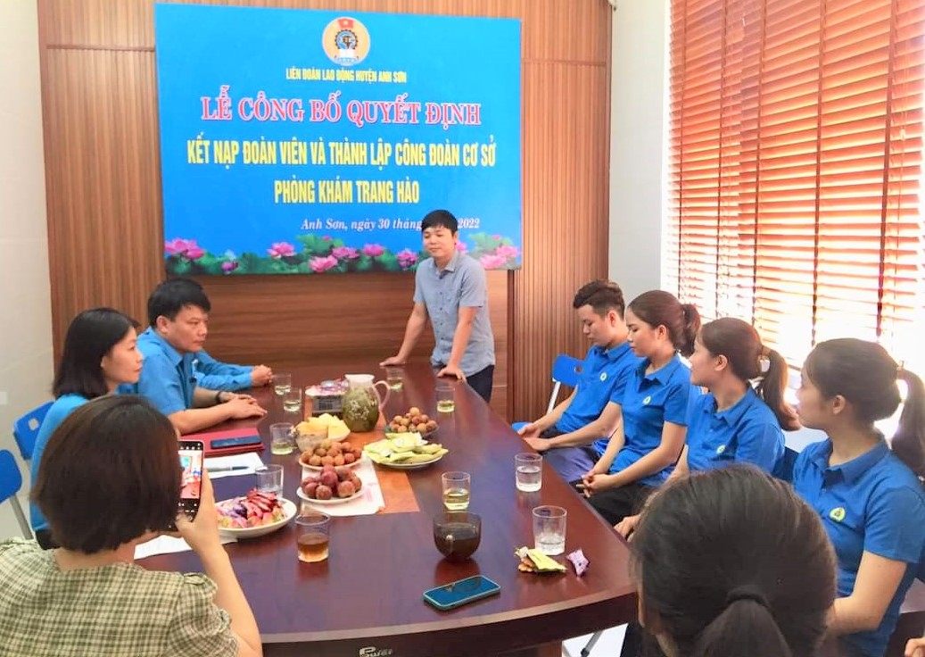 Anh Sơn: Thành lập Công đoàn cơ sở LĐLĐ Huyện Anh Sơn (Nghệ An): Thành lập Công đoàn Công ty TNHH Y dược Trang Hào