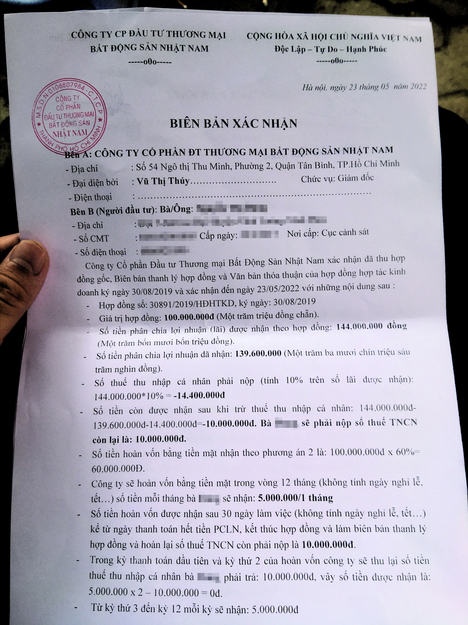 Huy động vốn lãi suất cao bất thường ở Công ty Nhật Nam: Kỳ 1 – Nhà đầu tư “vỡ mộng” Huy động vốn lãi suất cao bất thường ở Công ty Nhật Nam: Kỳ 1 – Nhà đầu tư “vỡ mộng”