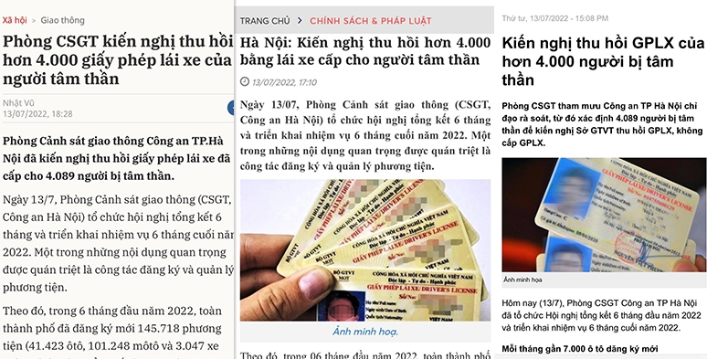 Không hề có việc hơn 4.000 người tâm thần đã được cấp GPLX tại Hà Nội Không hề có việc hơn 4.000 người tâm thần đã được cấp GPLX tại Hà Nội