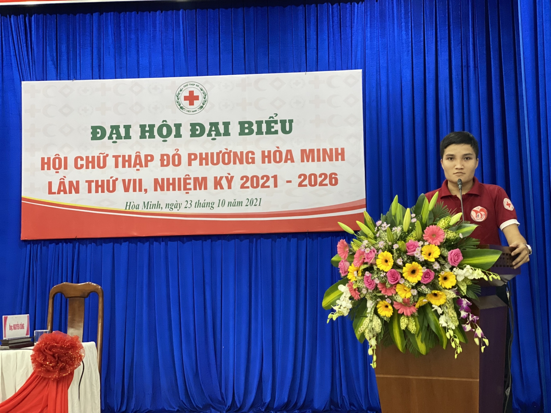 Anh Phan Xuân Phúc tham gia Đại hội đại biểu Hội Chữ thập đỏ phường Hòa Minh lần thứ VII, quận Liên Chiểu. Ảnh: NVCC