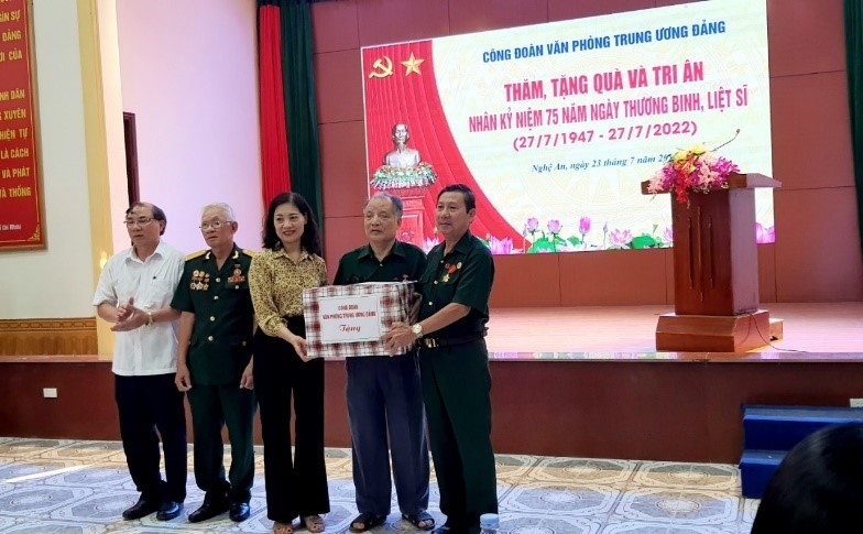 Công đoàn Văn phòng Trung ương Đảng: Thăm, tặng quà các thương, bệnh binh Công đoàn Văn phòng Trung ương Đảng thăm, tặng quà các thương binh