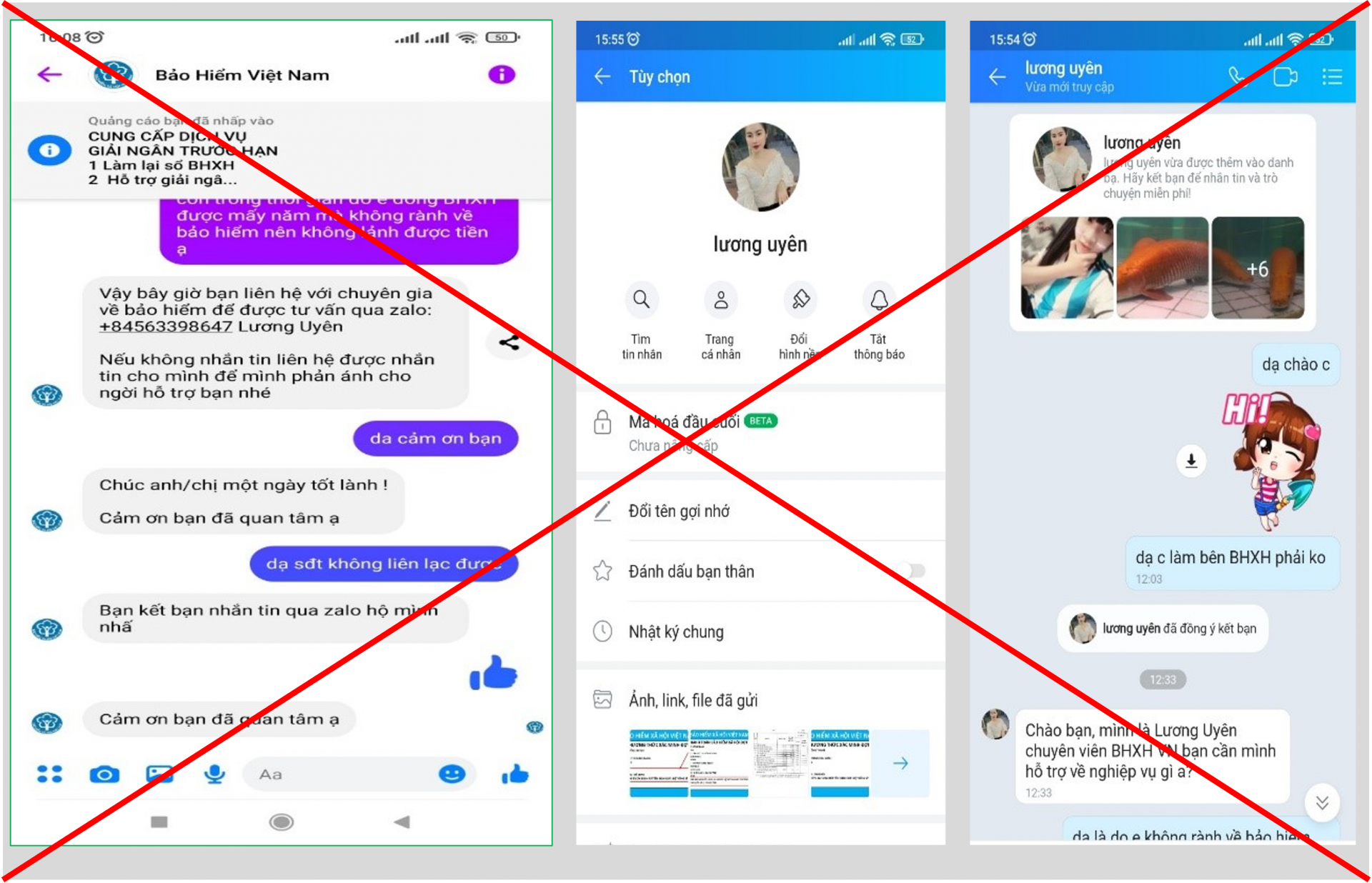 Tin nhắn mạo danh cơ quan Bảo hiểm Xã hội để lừa đảo người lao động. Ảnh: Bảo hiểm xã hội Việt Nam.