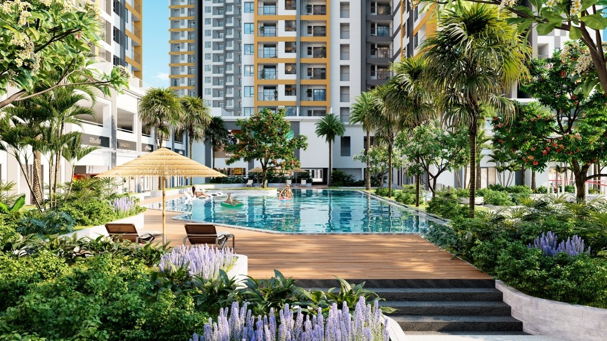 Tiện ích bể bơi, nơi cư dân có thể thư giãn trong làn nước mát sau những ngày làm việc căng thẳng. Ảnh phối cảnh: Hưng Thịnh Land Tiện ích bể bơi, nơi cư dân có thể thư giãn trong làn nước mát sau những ngày làm việc căng thẳng. Ảnh phối cảnh: Hưng Thịnh Land