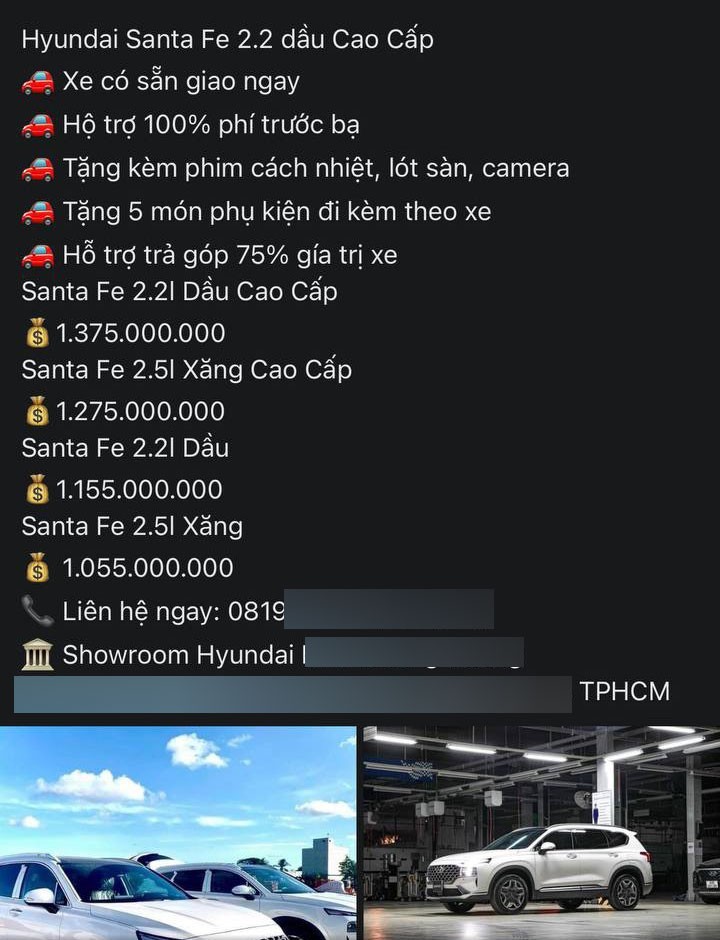 Hyundai Santa Fe giảm sâu 185 triệu đồng