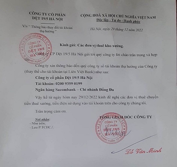 Vụ Công ty Dệt 19/5 Hà Nội nợ BHXH: Giải pháp nào để khôi phục sản xuất kinh doanh? Vụ Công ty Dệt 19/5 Hà Nội nợ BHXH: Giải pháp nào để khôi phục sản xuất kinh doanh?