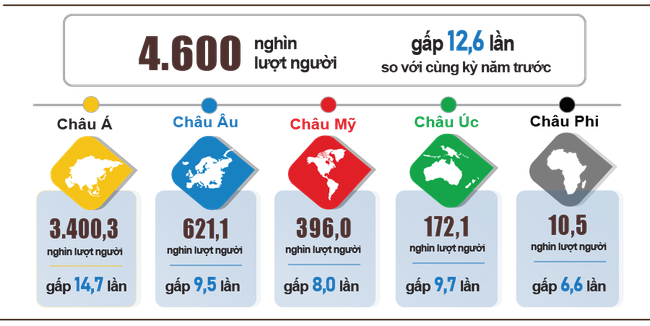 Khách quốc tế đến Việt Nam đạt gần 4,6 triệu lượt người trong 5 tháng đầu năm  ảnh 1