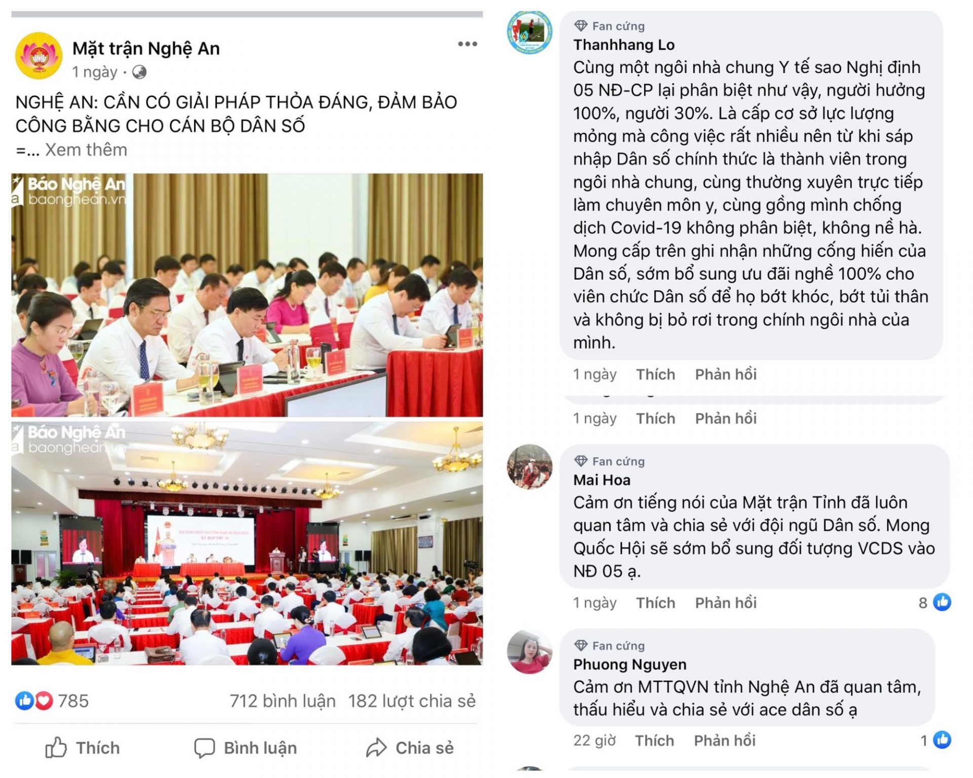 Uỷ ban MTTTQ tỉnh Nghệ An kiến nghị đảm bảo công bằng cho viên chức dân số