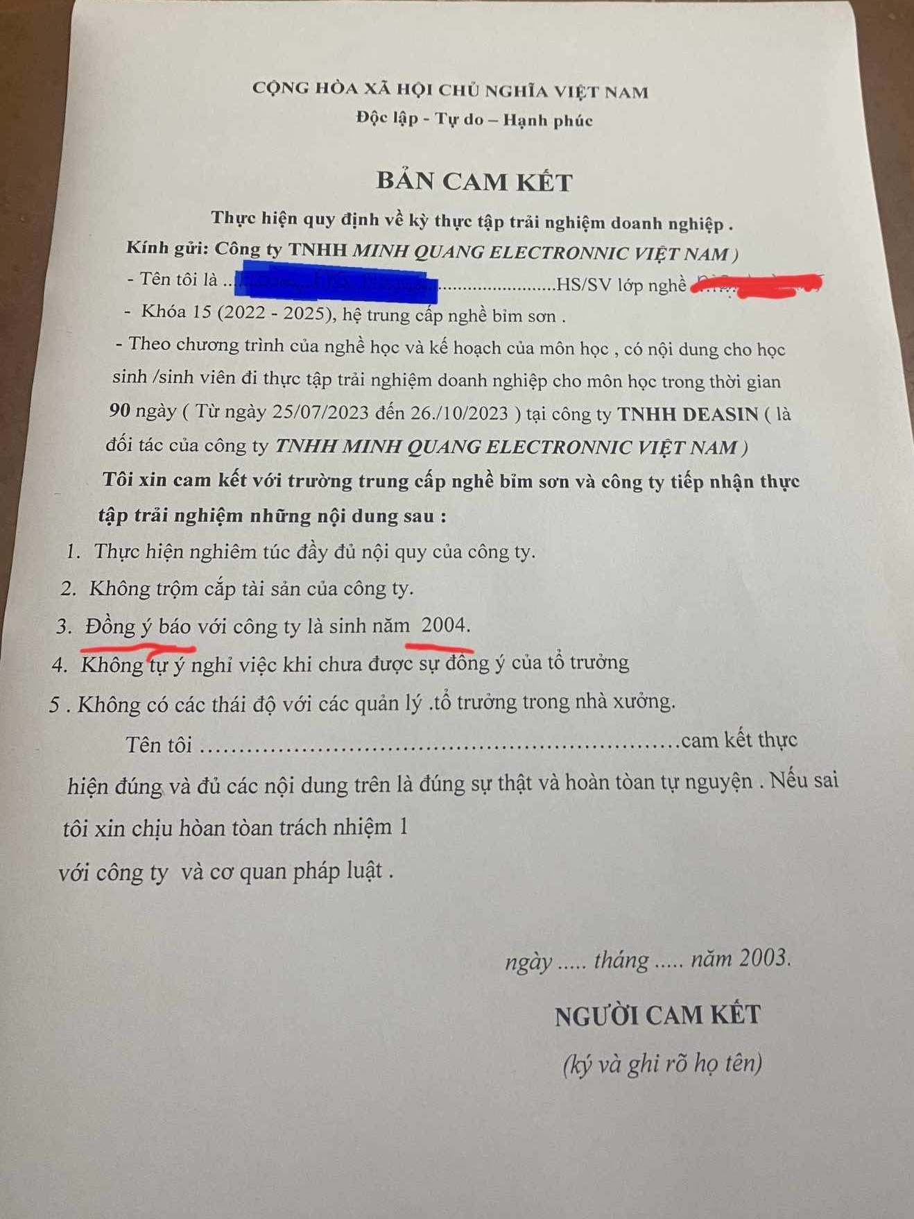 Vạch trần thủ đoạn ép học sinh khai khống tuổi để đưa vào nhà máy hòng trục lợi