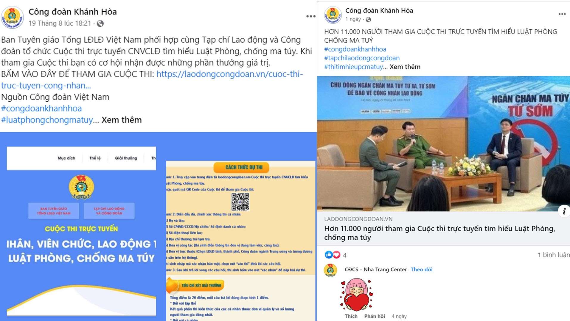 LĐLĐ tỉnh Khánh Hòa đứng vị trí thứ 3 Cuộc thi tìm hiểu Luật Phòng, chống ma túy