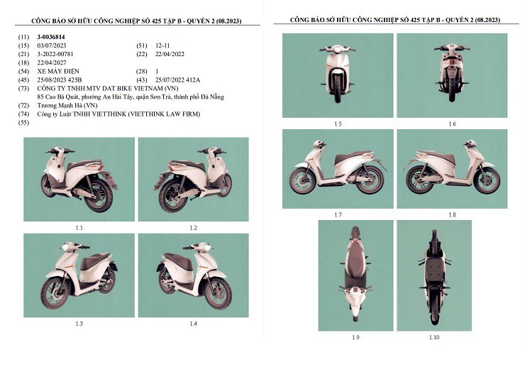 Xe máy điện mới của Dat Bike đăng ký, cạnh tranh Honda Vision Xe máy điện mới của Dat Bike đăng ký, cạnh tranh Honda Vision