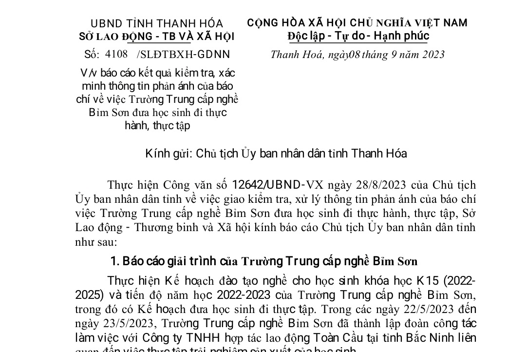 Khẩn trương kiểm điểm trách nhiệm tập thể, cá nhân trong vụ học sinh bị làm công nhân