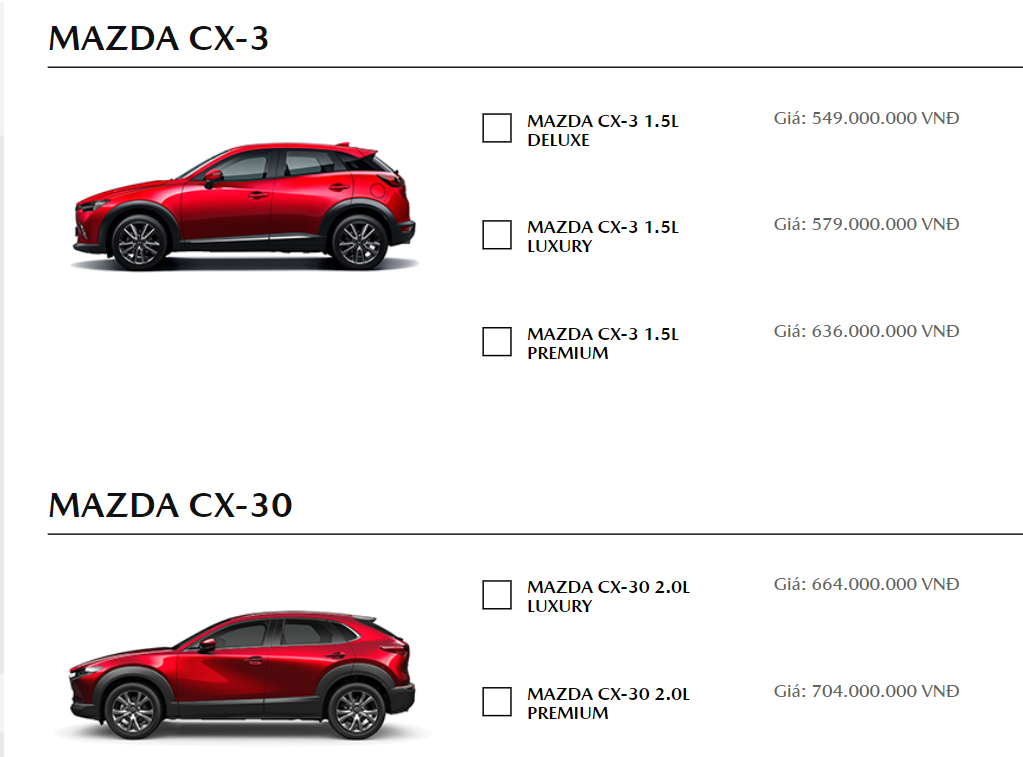 Giá niêm yết Mazda CX-30 giảm 45 triệu đồng Giá niêm yết Mazda CX-30 giảm 45 triệu đồng