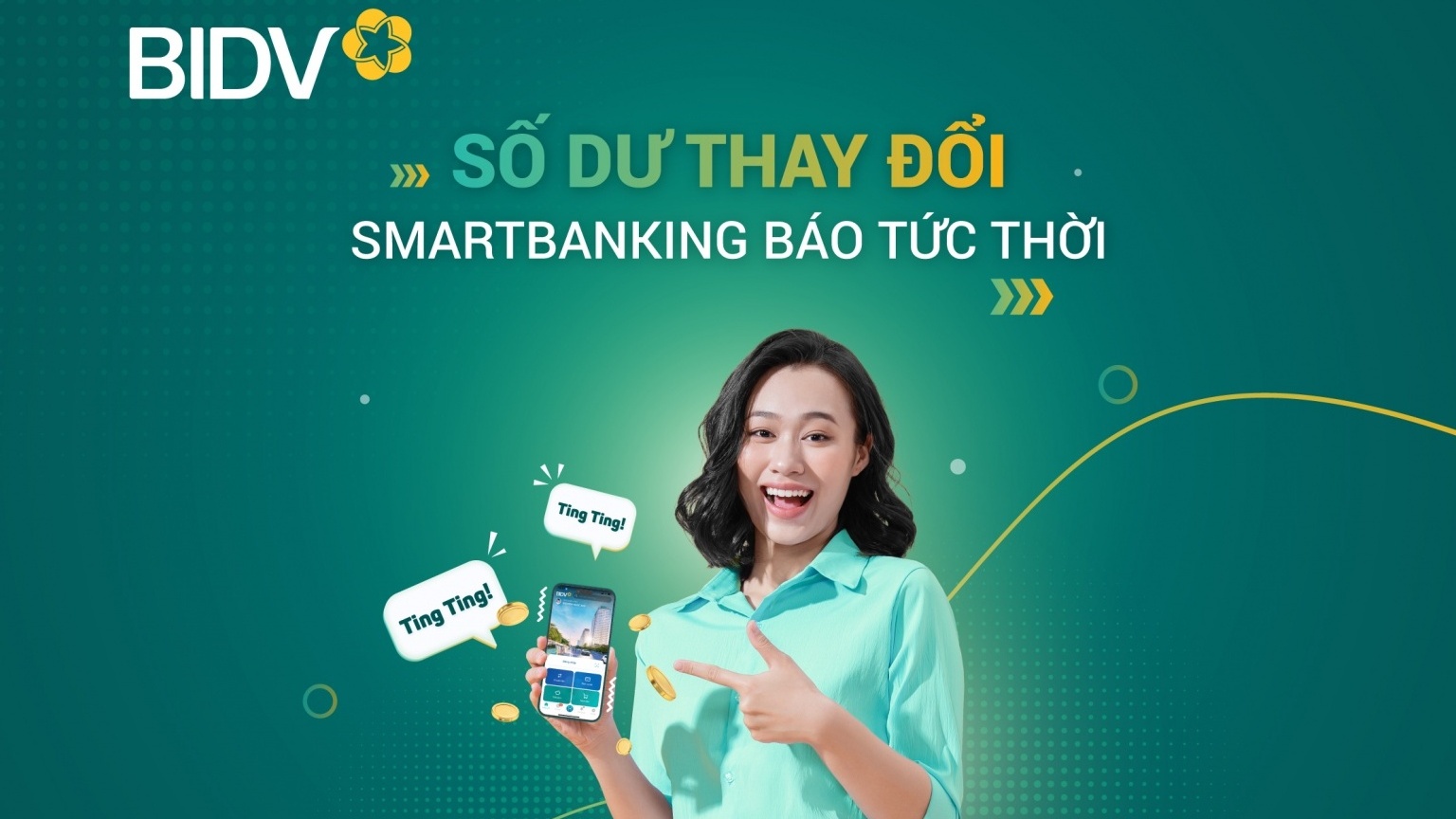 Nhận biến động số dư với mức phí 0 đồng tại BIDV