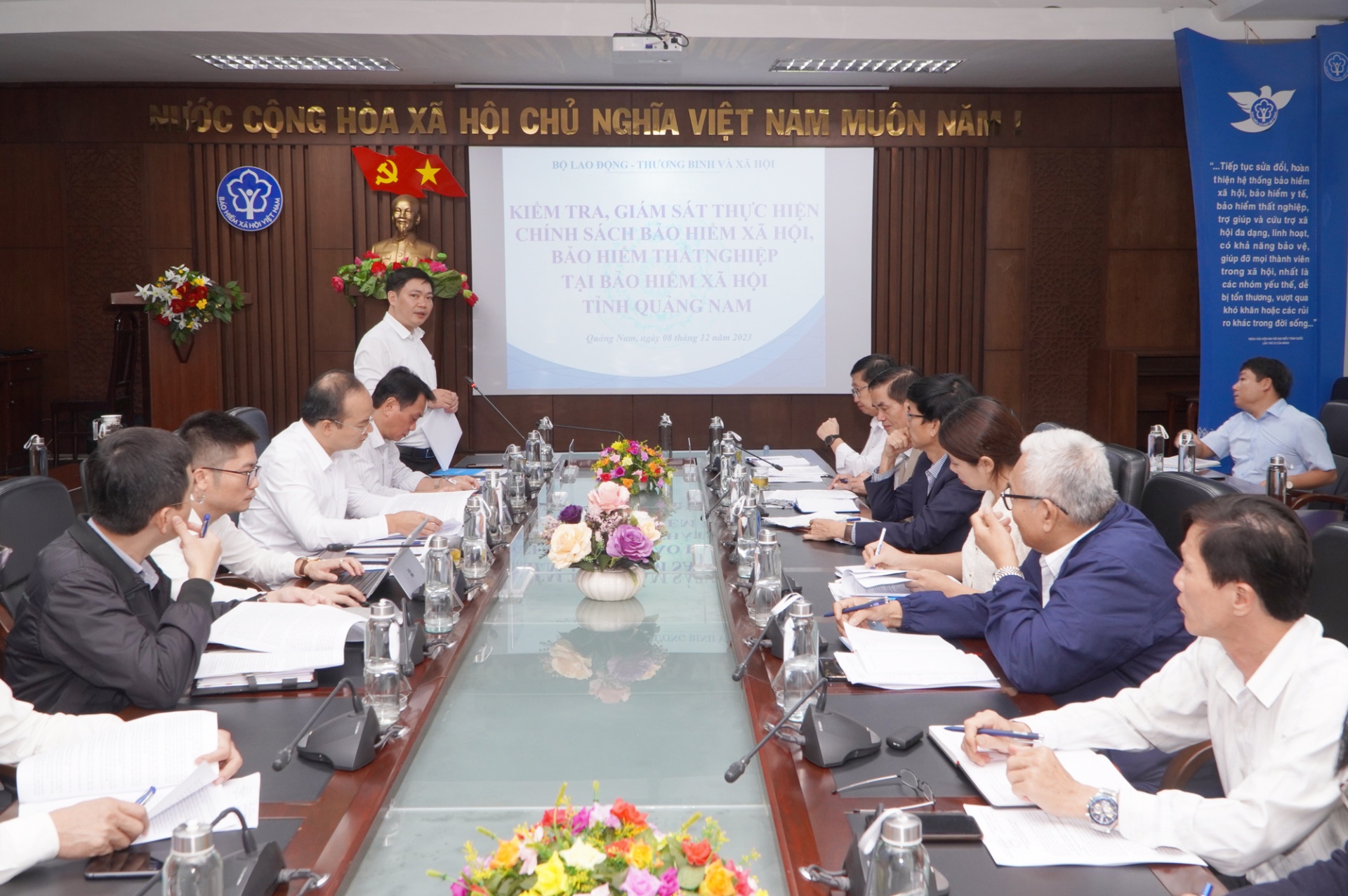 Đoàn công tác của Bộ Lao động- Thương binh và Xã hội làm việc với BHXH tỉnh Quảng Nam về các chính sách liên quan đến BHXH, bảo hiểm thất nghiệp