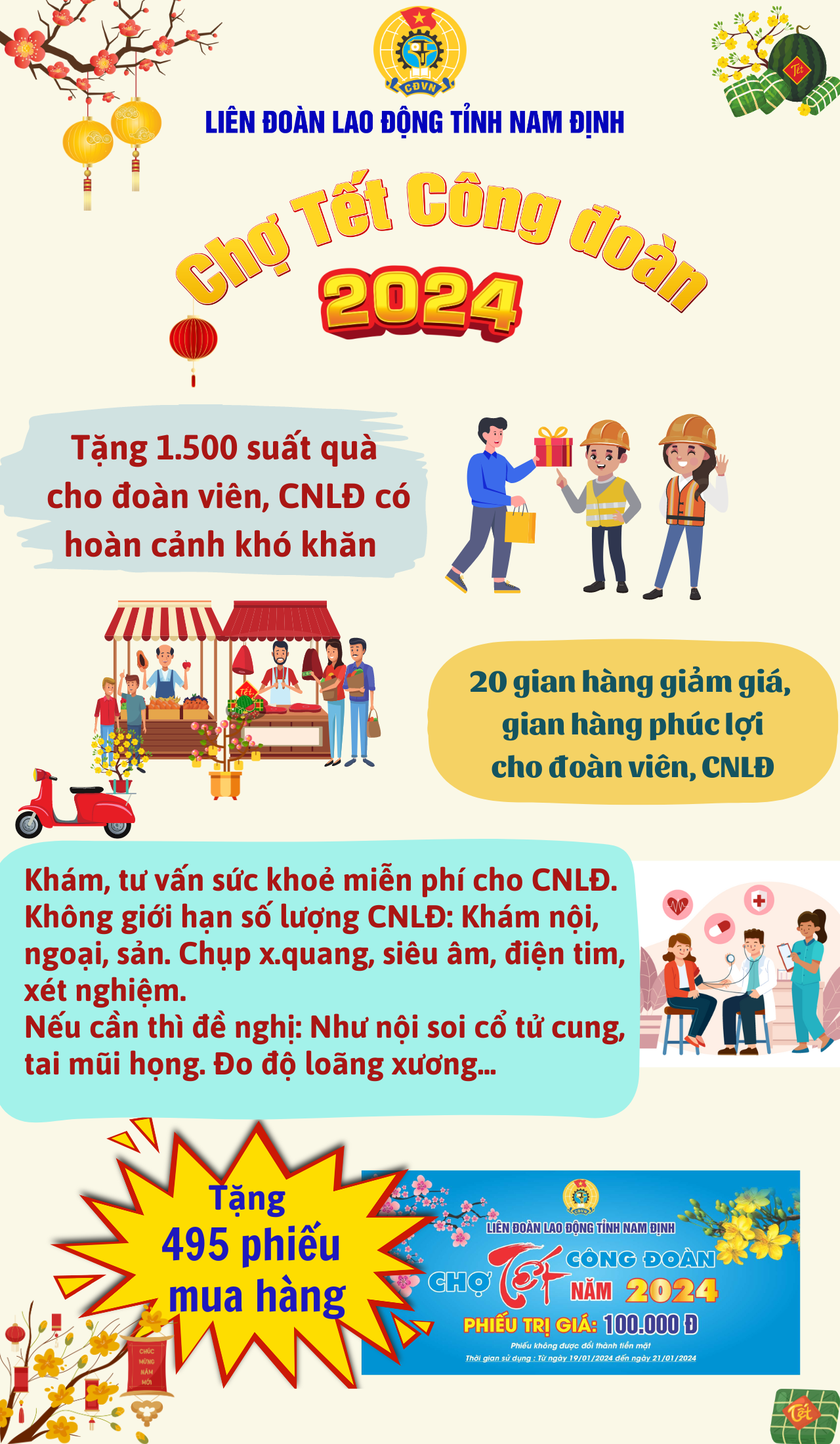Chủ tịch LĐLĐ tỉnh Nam Định: "Dành điều tốt đẹp nhất cho đoàn viên tại Chợ Tết" Chủ tịch LĐLĐ tỉnh Nam Định: "Dành điều tốt đẹp nhất cho đoàn viên tại Chợ Tết"