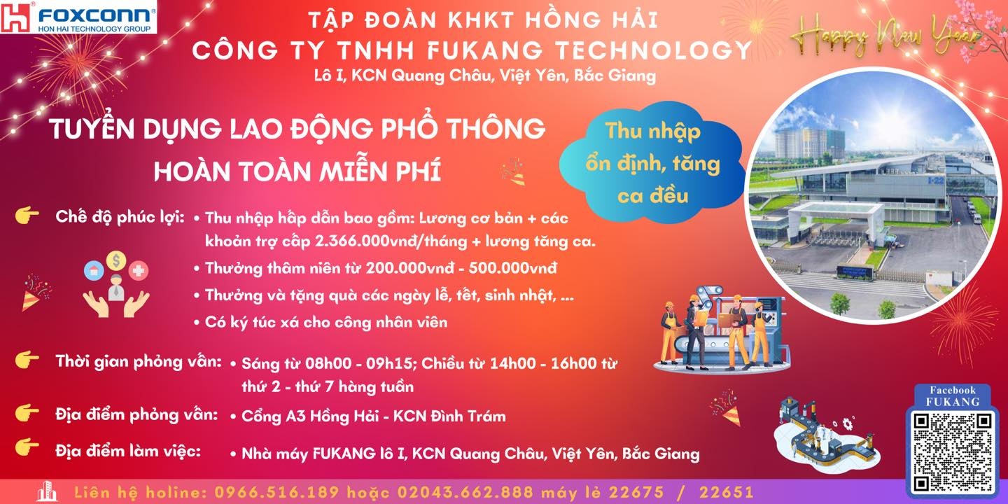 Bắc Giang: Một công ty điện tử tuyển gấp 5.000 công nhân
