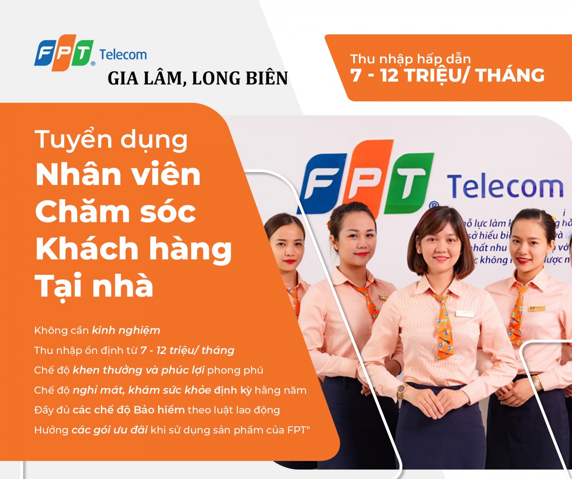 FPT Telecom tuyển nhiều vị trí tại Long Biên, Gia Lâm (Hà Nội) FPT Telecom tuyển nhiều vị trí tại Long Biên, Gia Lâm (Hà Nội)