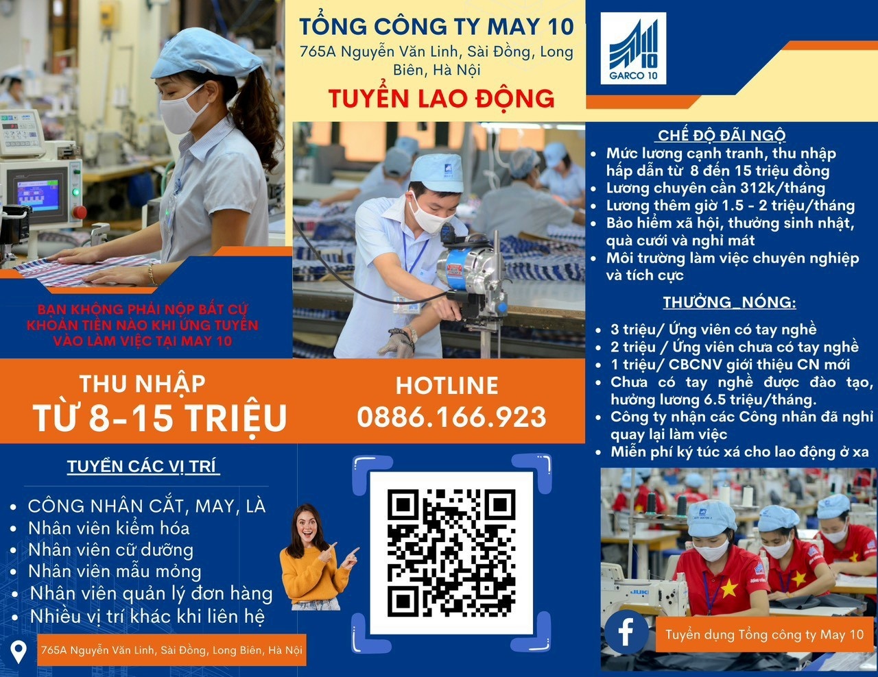 Tổng Công ty May 10 tuyển hàng trăm nhân sự các vị trí