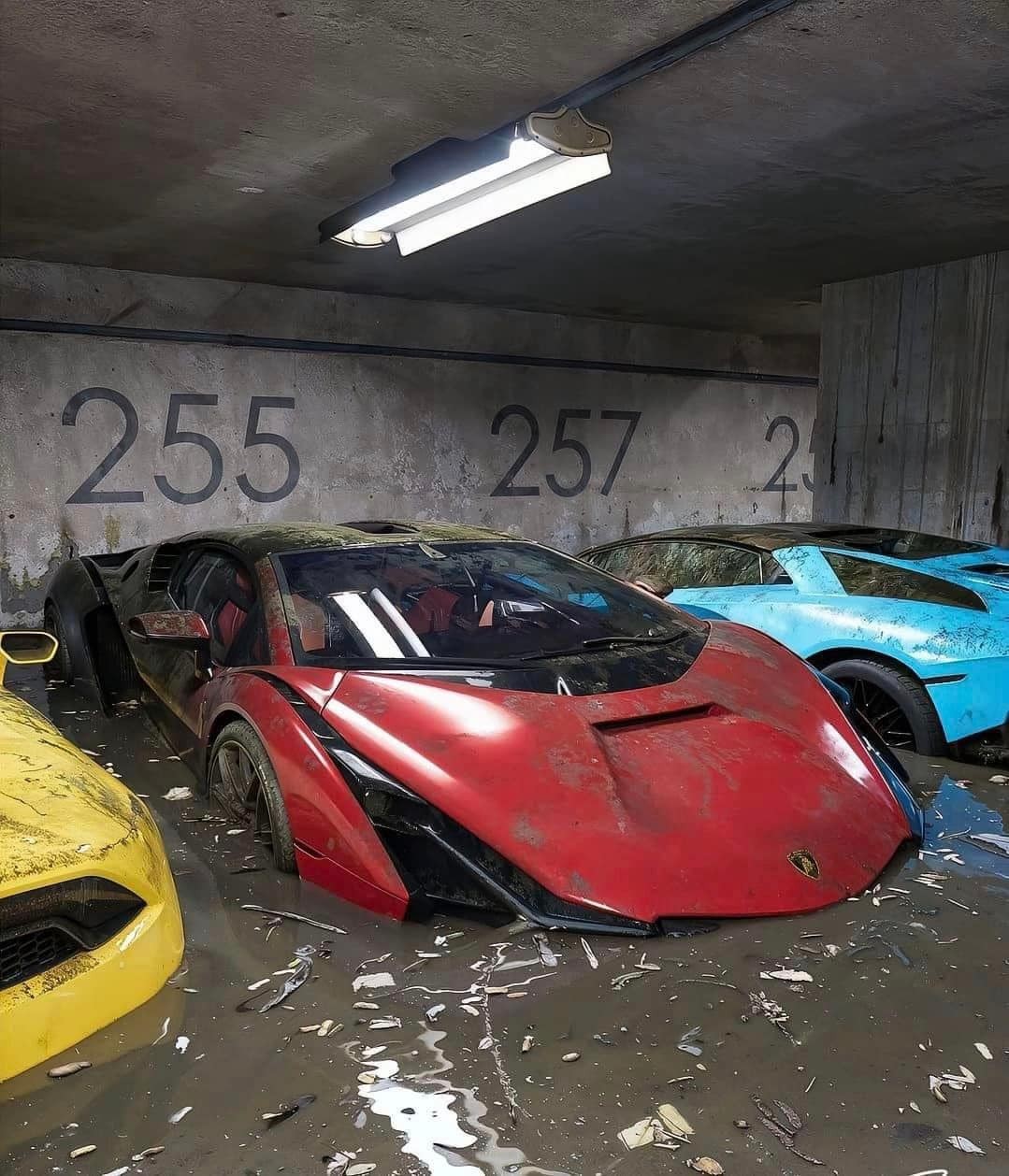 Xót ruột dàn siêu xe ngập bùn nước sau trận lũ lịch sử ở Dubai Xót ruột dàn siêu xe ngập bùn nước sau trận lũ lịch sử ở Dubai