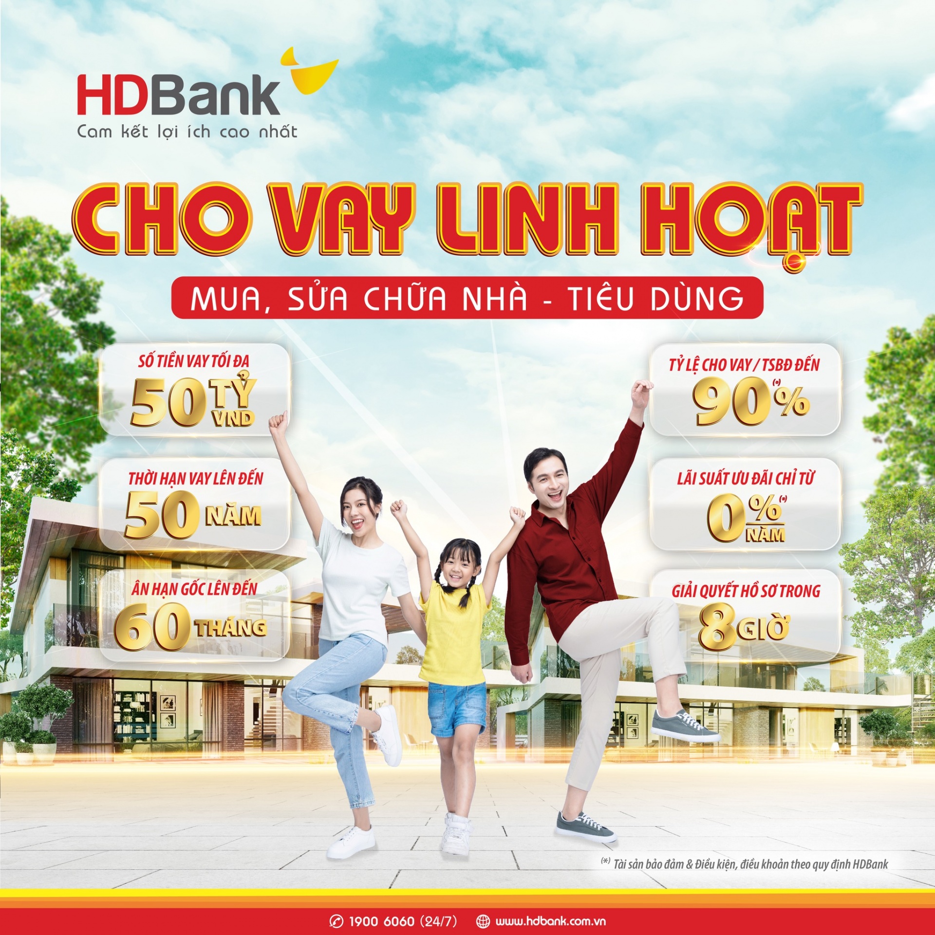 HDBank cho vay linh hoạt với tỷ lệ vay lên đến 90% giá trị tài sản thế chấp, phê duyệt hồ sơ trong 8 giờ