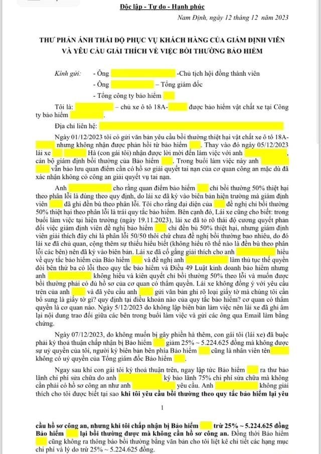 Hành trình 26 ngày đòi bảo hiểm đền bù 100% của chủ ô tô bị tai nạn