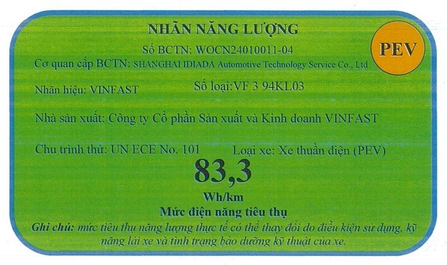 Soán ngôi Wuling Hongguang Mini EV, xe điện VinFast VF 3 là ô tô tiêu thụ năng lượng thấp nhất Việt Nam Soán ngôi Wuling Hongguang Mini EV, xe điện VinFast VF 3 là ô tô tiêu thụ năng lượng thấp nhất Việt Nam