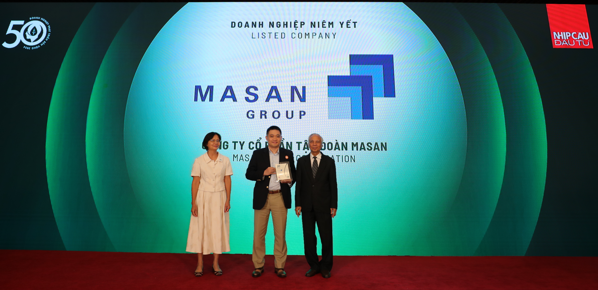 Masan Group - đơn vị dẫn đầu Khối Doanh nghiệp Niêm yết, được vinh danh Top 50 Doanh nghiệp phát triển bền vững tiêu biểu Việt Nam 2024.