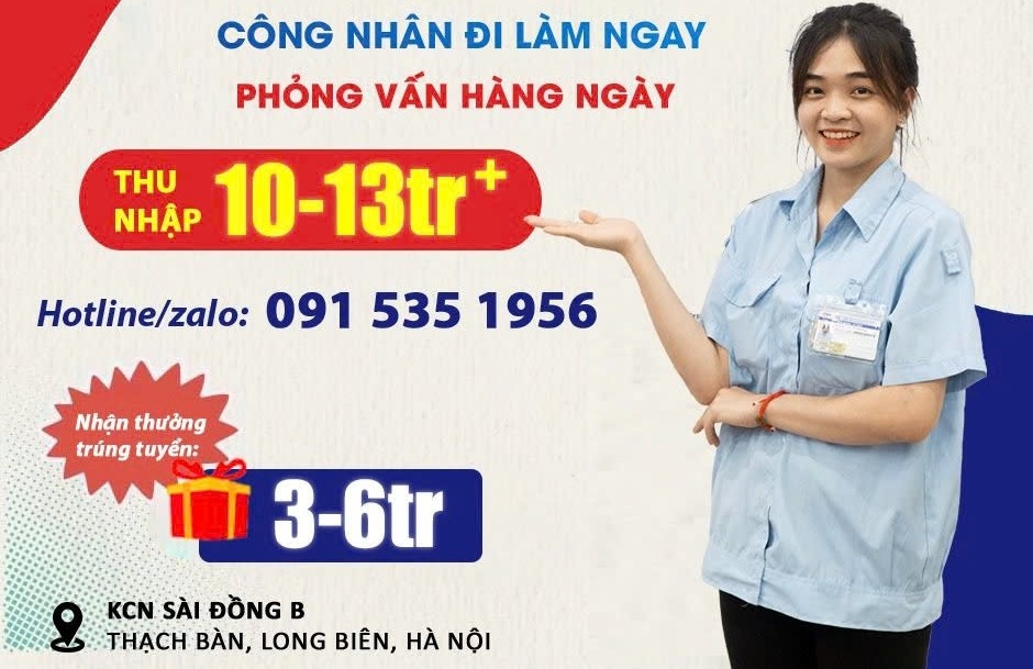 Công ty TNHH hệ thống dây Sumi-Hanel tuyển dụng gấp 2.000 lao động phổ thông với chế độ hấp dẫn