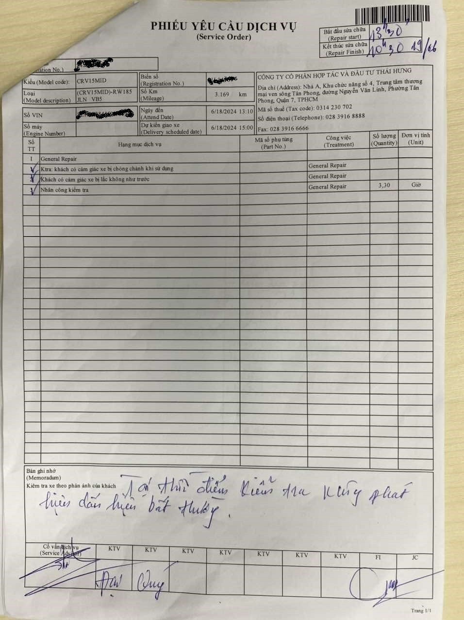 Hành trình đi sửa Honda CR-V 2024 tại ba đại lý chưa có hồi kết Hành trình đi sửa Honda CR-V 2024 tại ba đại lý chưa có hồi kết