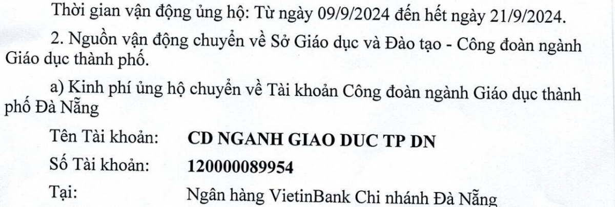 Công đoàn ngành Giáo dục TP Đà Nẵng hỗ trợ khắc phục hậu quả bão số 3