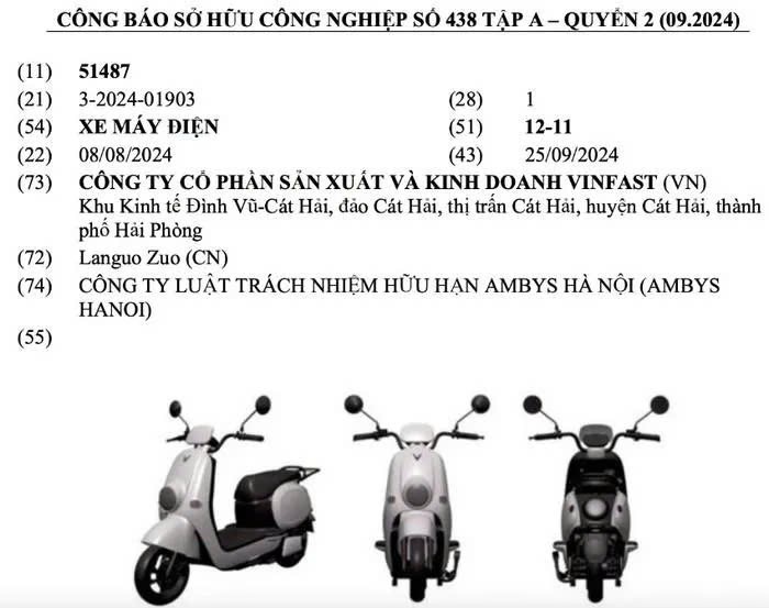 Hai mẫu xe máy điện VinFast mới vừa được đăng ký bản quyền Hai mẫu xe máy điện VinFast mới vừa được đăng ký bản quyền