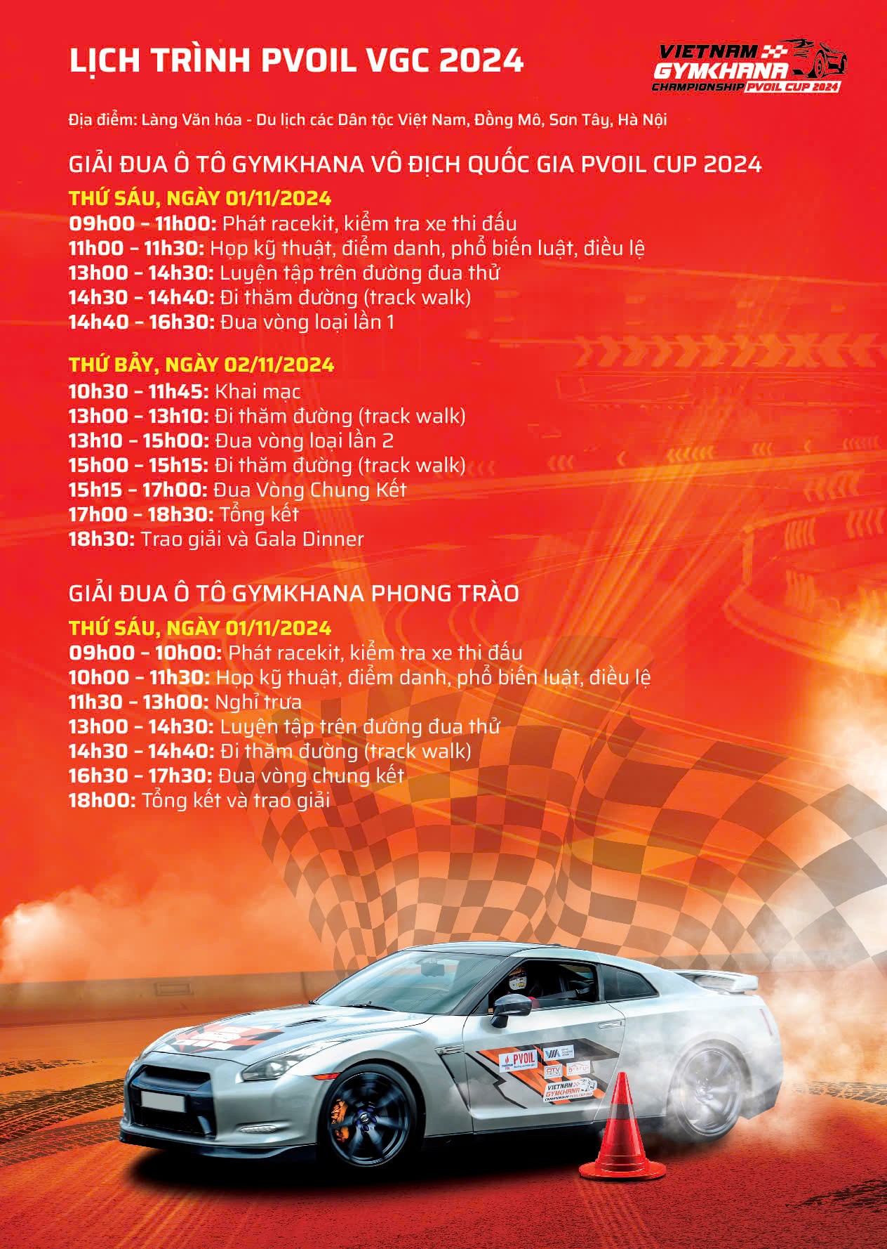 Lịch trình chi tiết Giải đua PVOIL VGC 2024 diễn ra vào hai ngày 1-2/11 Lịch trình chi tiết Giải đua PVOIL VGC 2024 diễn ra vào hai ngày 1 2/11
