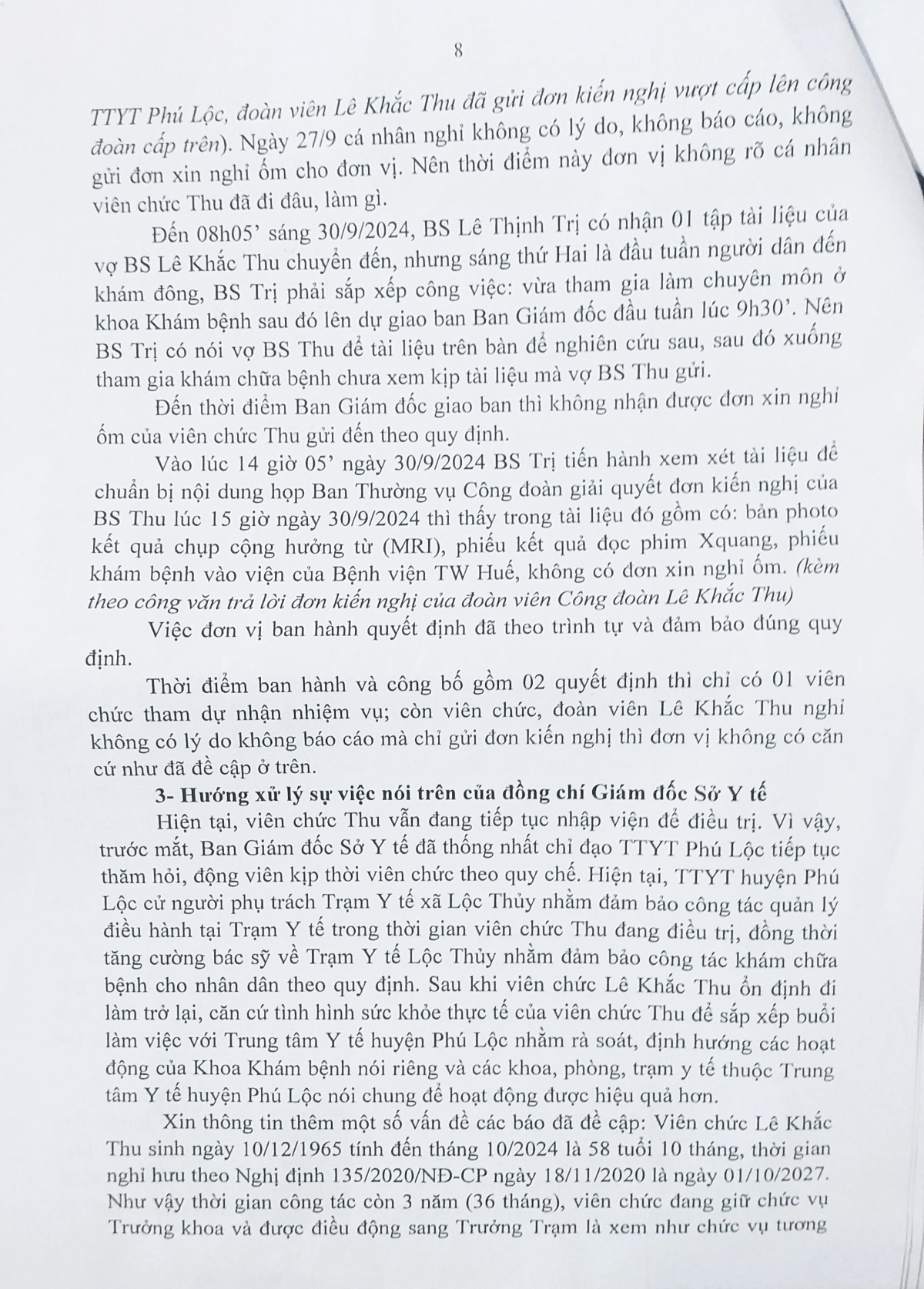 undefined Vụ điều động bác sĩ ở Thừa Thiên Huế: Những điểm bất hợp lý từ công văn trả lời của Sở Y tế tỉnh