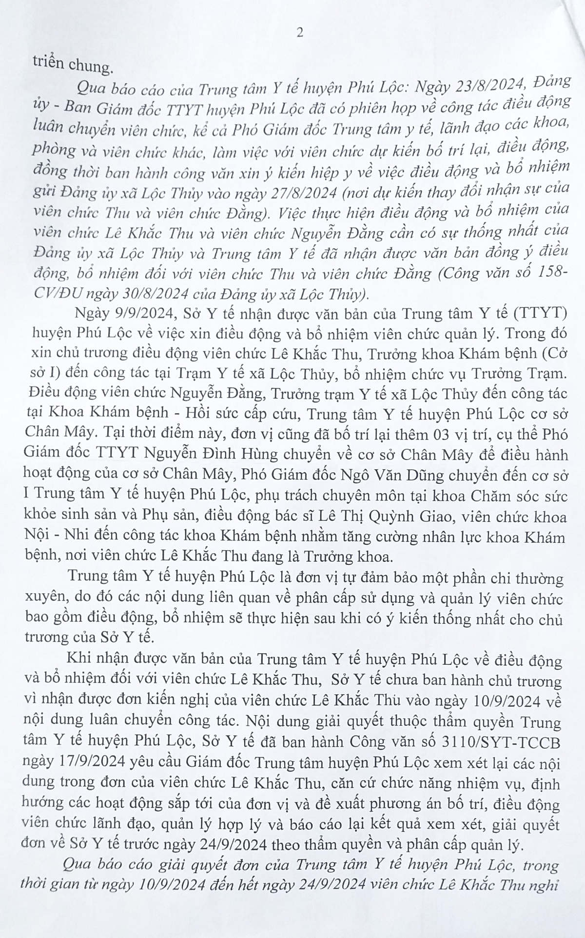 undefined Vụ điều động bác sĩ ở Thừa Thiên Huế: Những điểm bất hợp lý từ công văn trả lời của Sở Y tế tỉnh