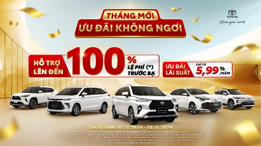 Cơ hội cuối cùng để sở hữu xe Toyota với ưu đãi 100% lệ phí trước bạ Cơ hội cuối cùng để sở hữu xe Toyota với ưu đãi 100% lệ phí trước bạ