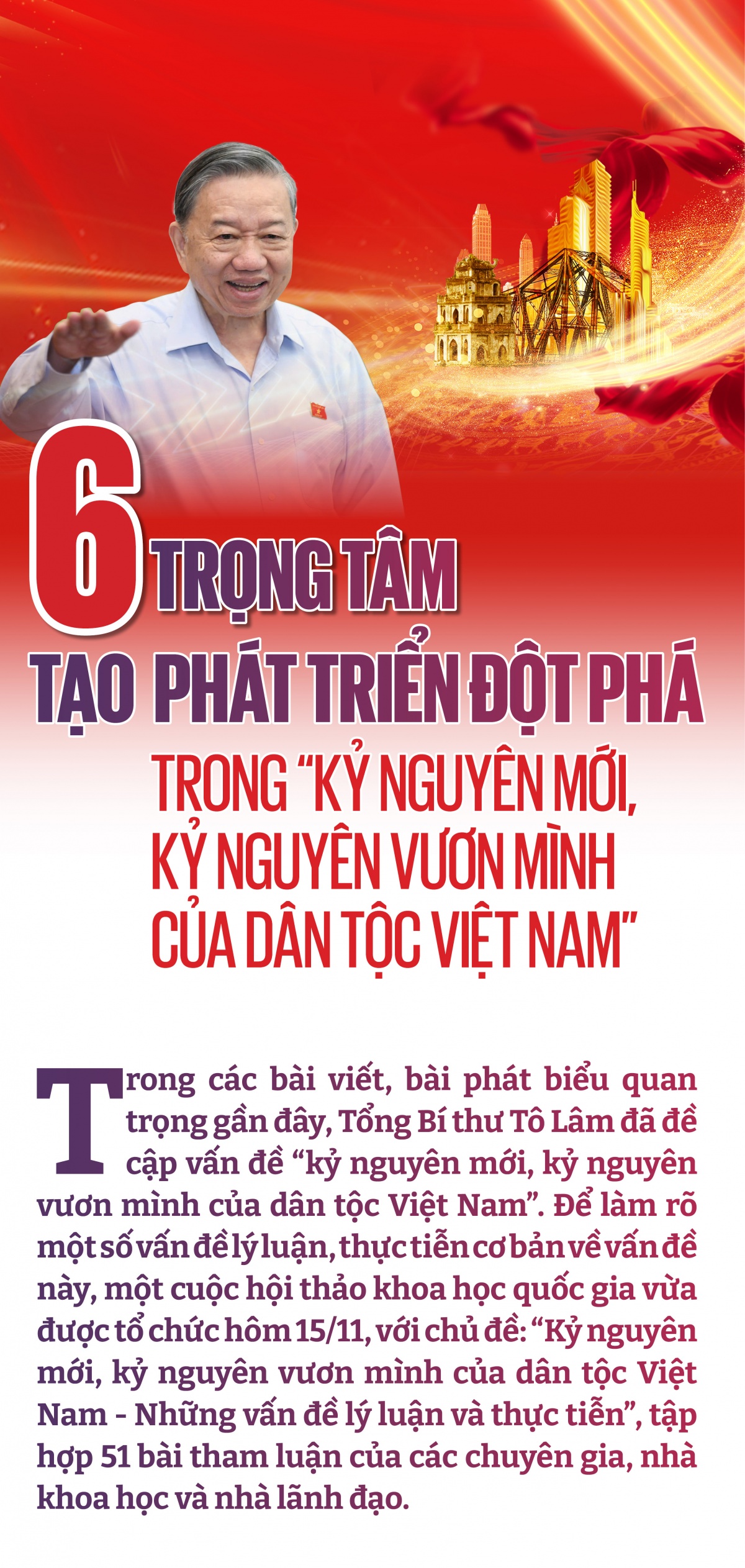 6 trọng tâm tạo phát triển đột phá trong “kỷ nguyên mới, kỷ nguyên vươn mình của dân tộc Việt Nam” 6 trọng tâm tạo phát triển đột phá trong “kỷ nguyên mới, kỷ nguyên vươn mình của dân tộc Việt Nam”