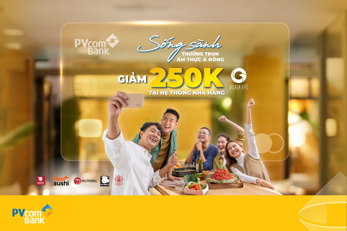 Giảm 250.000 đồng khi thanh toán bằng thẻ tín dụng PVcomBank tại chuỗi Golden Gate Giảm 250.000 đồng khi thanh toán bằng thẻ tín dụng PVcomBank tại chuỗi Golden Gate