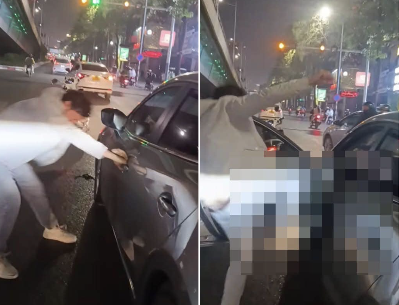 Thêm một vụ xô xát vì va chạm giao thông, người đàn ông mở cửa đạp nữ tài xế