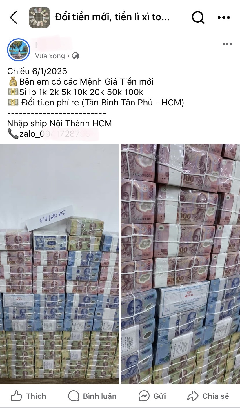 undefined Dịch vụ “đổi tiền lì xì Tết” trên mạng xã hội: Cảnh báo rủi ro lừa đảo