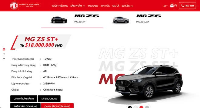 MG giảm giá hai mẫu xe MG ZS và MG5