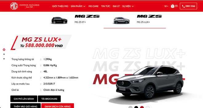 MG giảm giá hai mẫu xe MG ZS và MG5