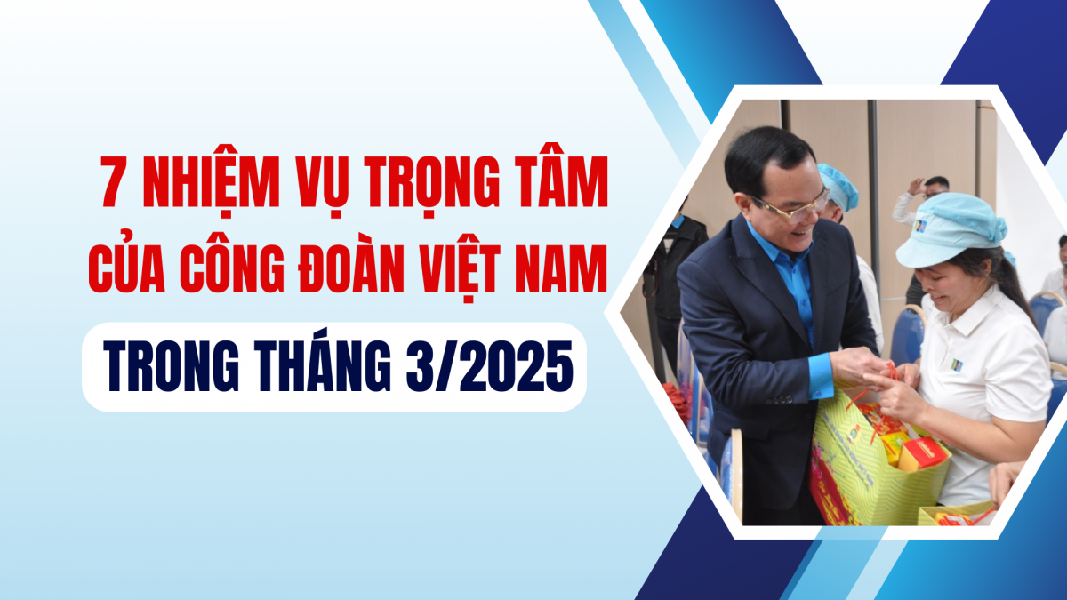 7 nhiệm vụ trọng tâm của Công đoàn Việt Nam trong tháng 3/2025