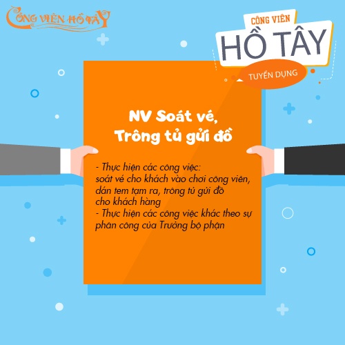 Hơn 170 vị trí việc làm tại Công viên Hồ Tây dịp hè 2025