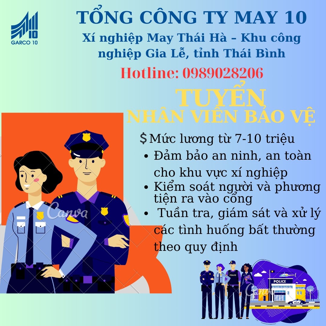 Tổng Công ty May 10 tuyển dụng hơn 500 công nhân làm việc tại tỉnh Thái Bình và Hà Nội