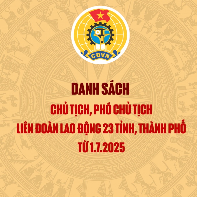 [Infographic] Danh sách lãnh đạo Liên đoàn Lao động các tỉnh, thành phố mới sáp nhập