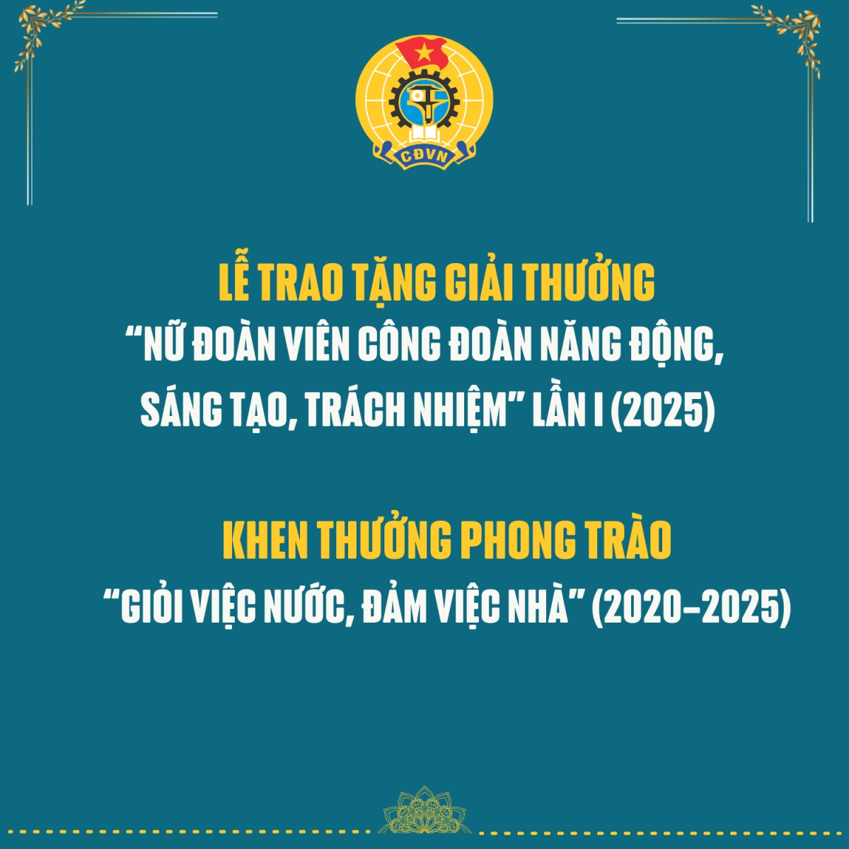 Thông tin về Giải thưởng “Nữ đoàn viên Công đoàn năng động, sáng tạo, trách nhiệm”