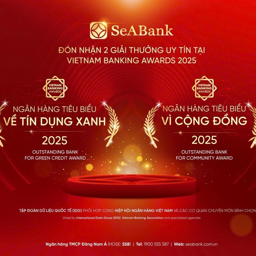 SeABank khẳng định dấu ấn bền vững với 2 giải thưởng Ngân hàng Việt Nam tiêu biểu