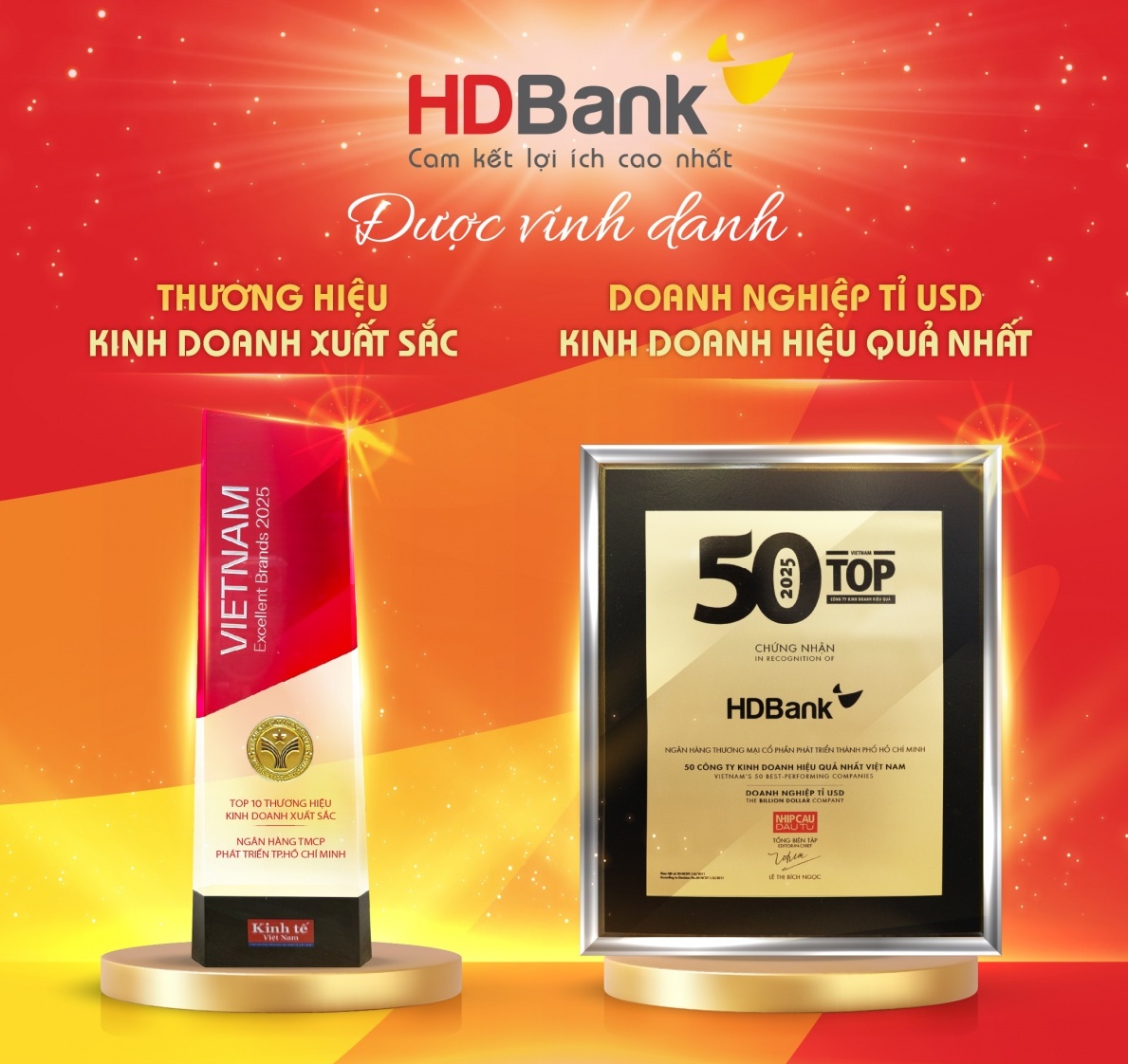 HDBank nhận 3 giải thưởng uy tín về hiệu quả kinh doanh, thương hiệu và đổi mới sáng tạo
