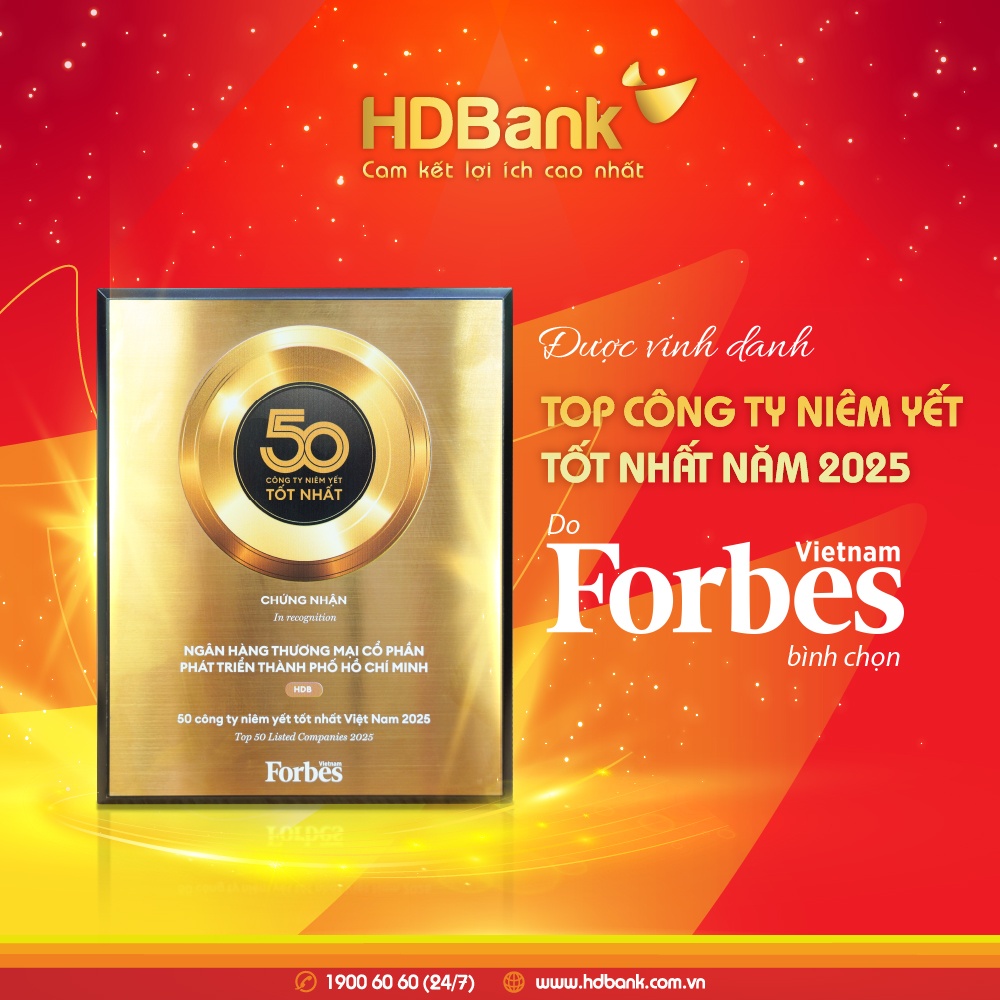 HDBank vào Top 50 Doanh nghiệp niêm yết tiêu biểu nhất 2025